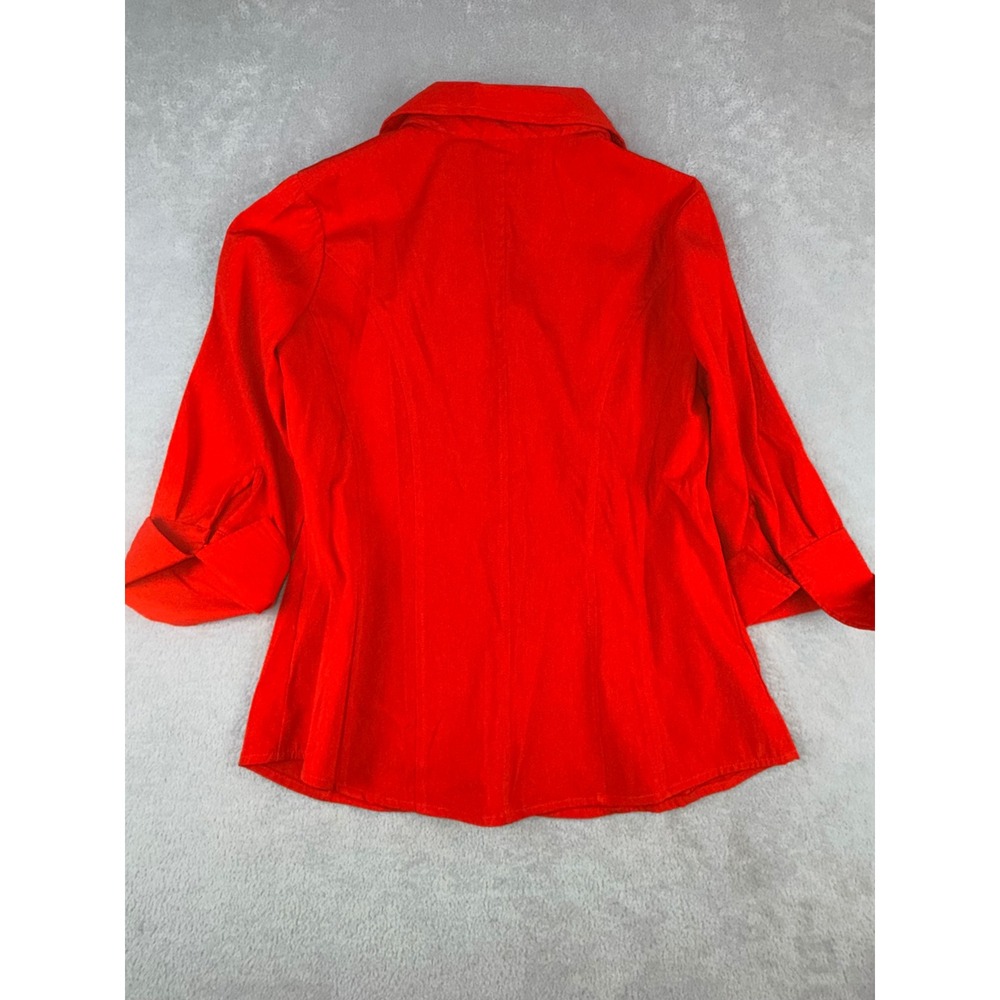 Cato Womens Medium Red Button Down Collared Shirt Blouse Top Fast Shipping! - Picture 4 of 5